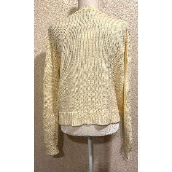 Half Time Vintage 80s Cream Crochet Cardigan Sweater - Picture 4 of 7